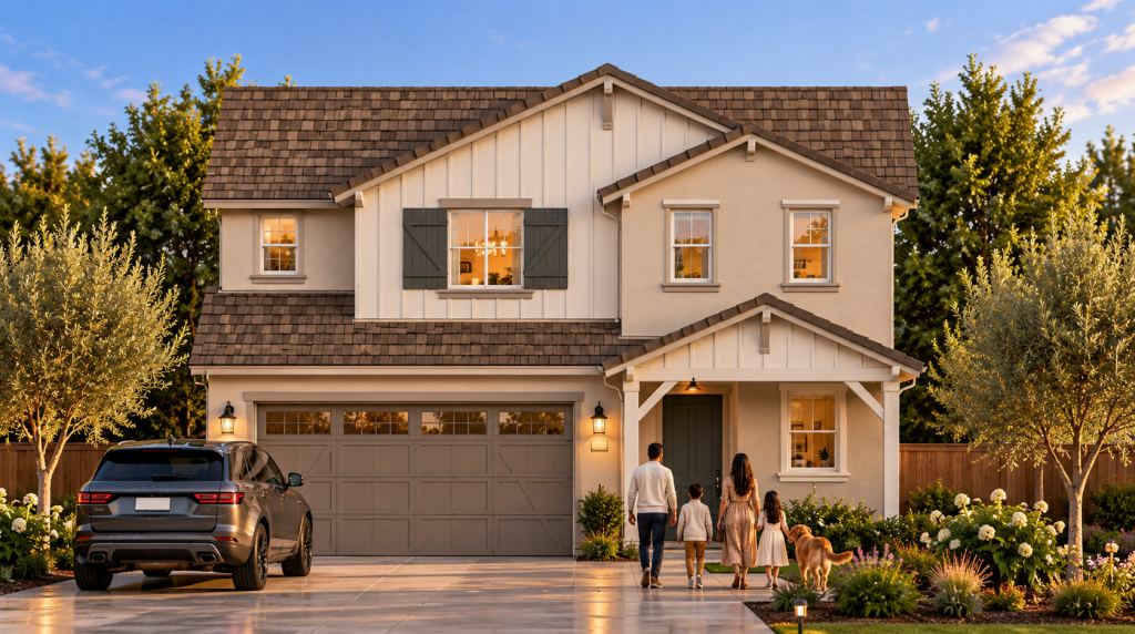 Plan4B-Golden-Hour Modern Farmhouse Arrival